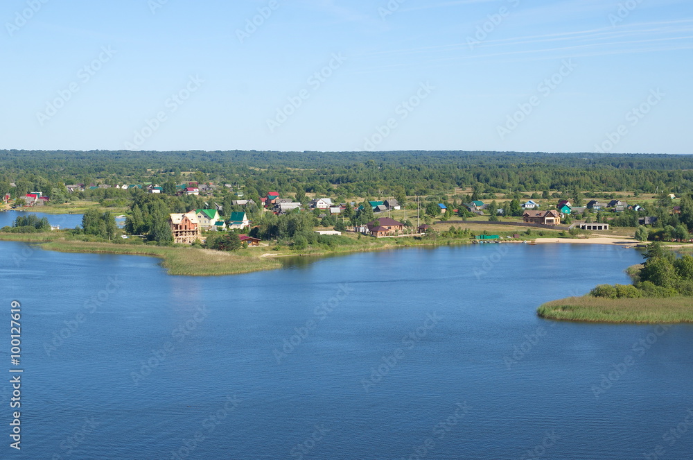 Obraz premium Top view of lake Seliger, Tver region