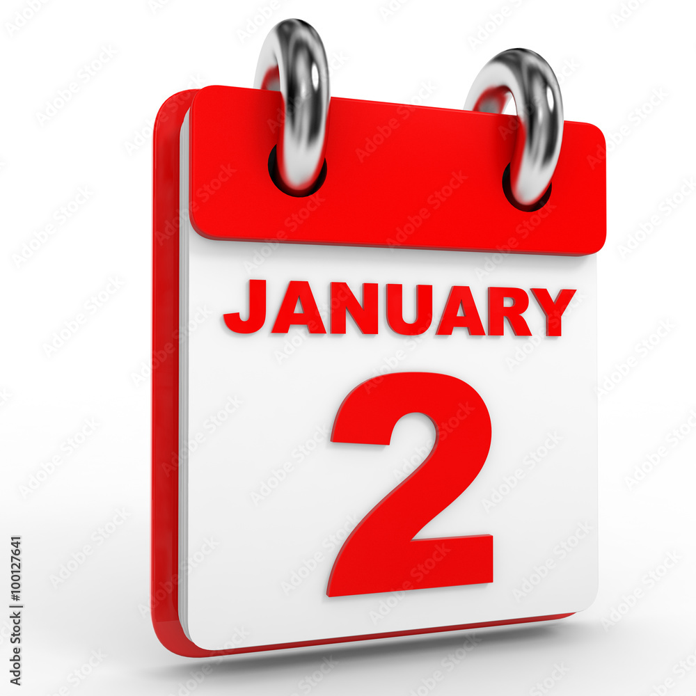 2 january calendar on white background. 2 january calendar on white background.