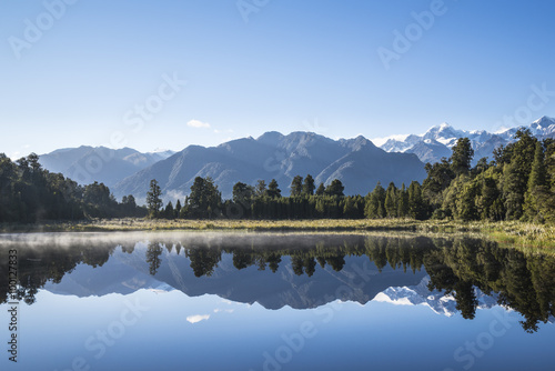 Reflections on Lake Matheson , South Island New Zealand