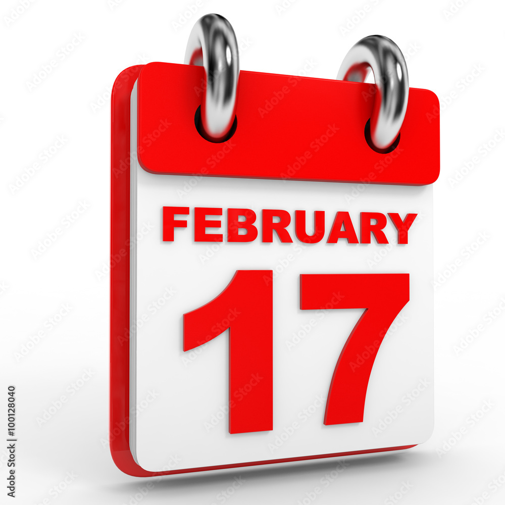 17 february calendar on white background. 17 february calendar on white background.