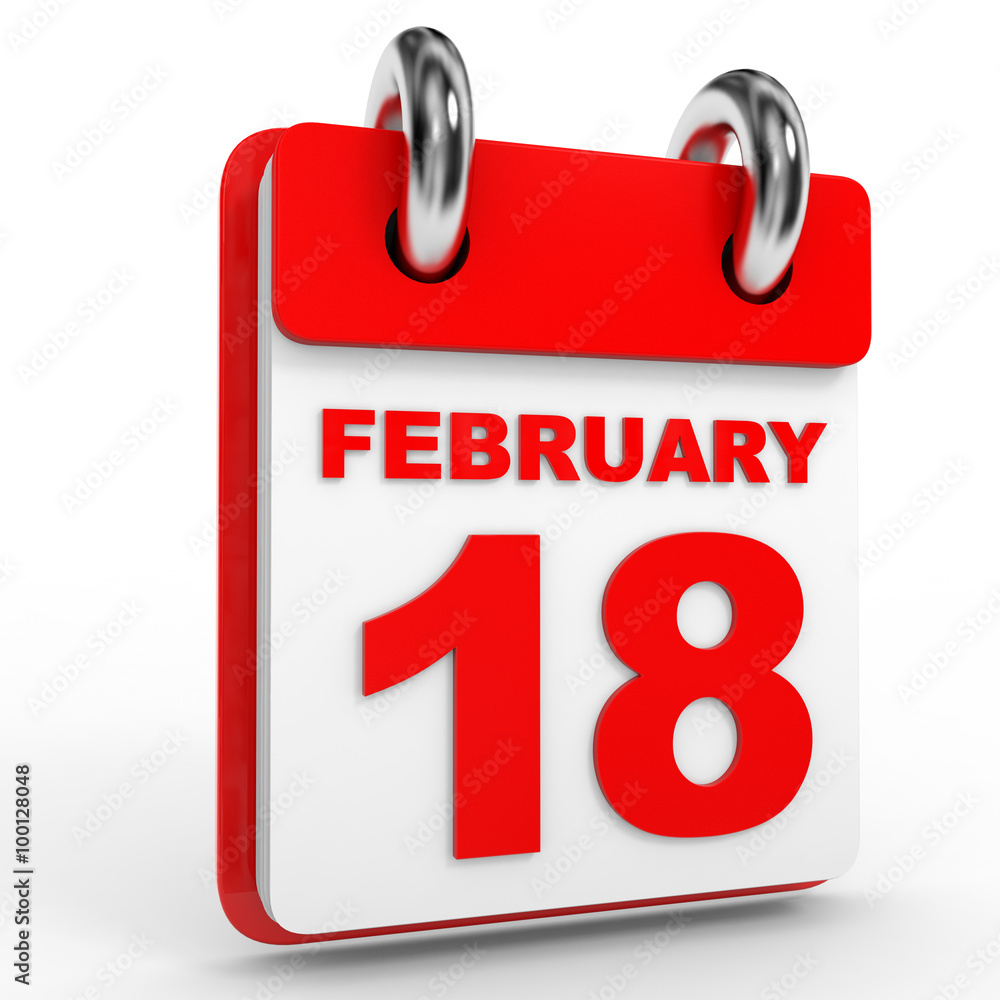 18 february calendar on white background. 18 february calendar on white background.