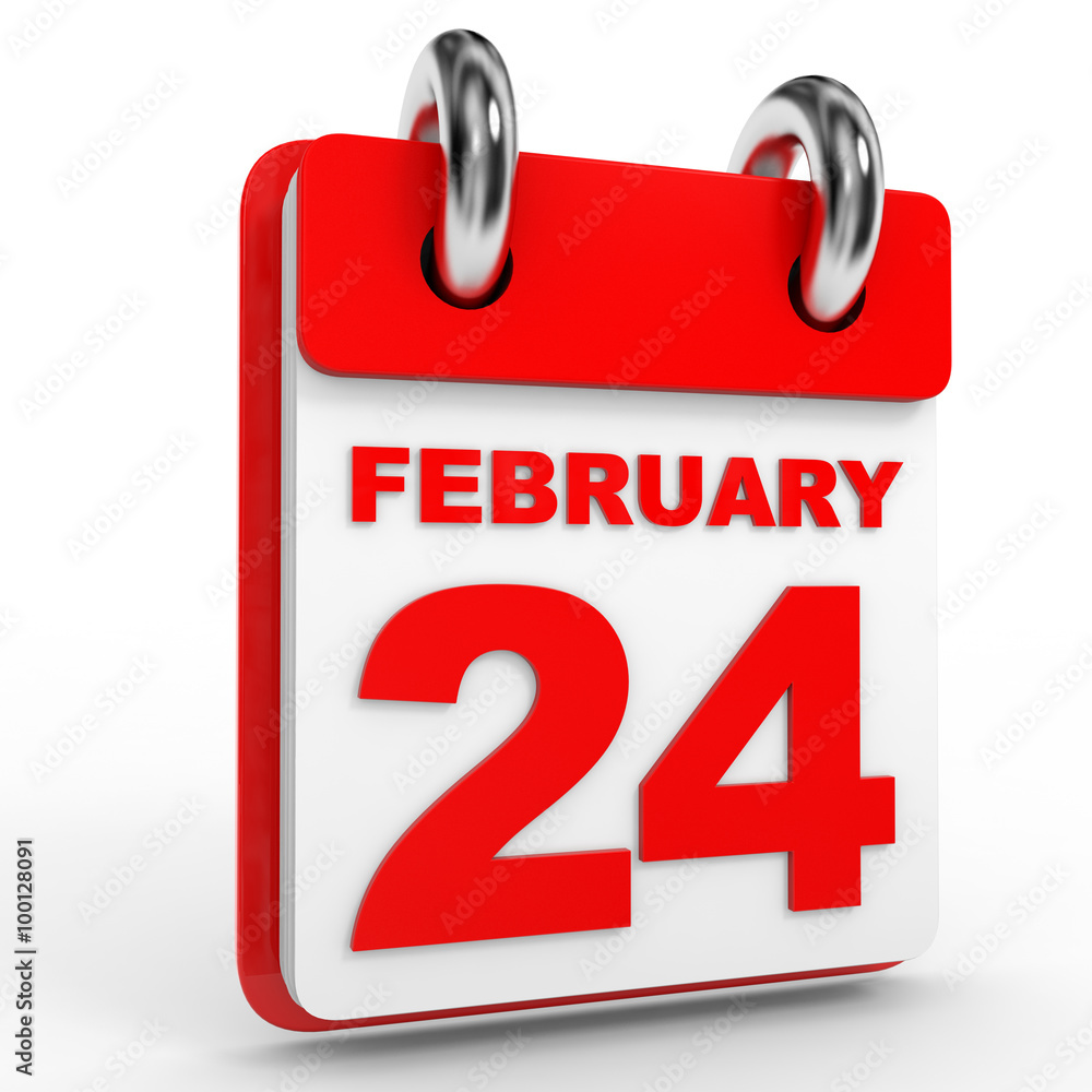 24 february calendar on white background. 24 february calendar on white background.