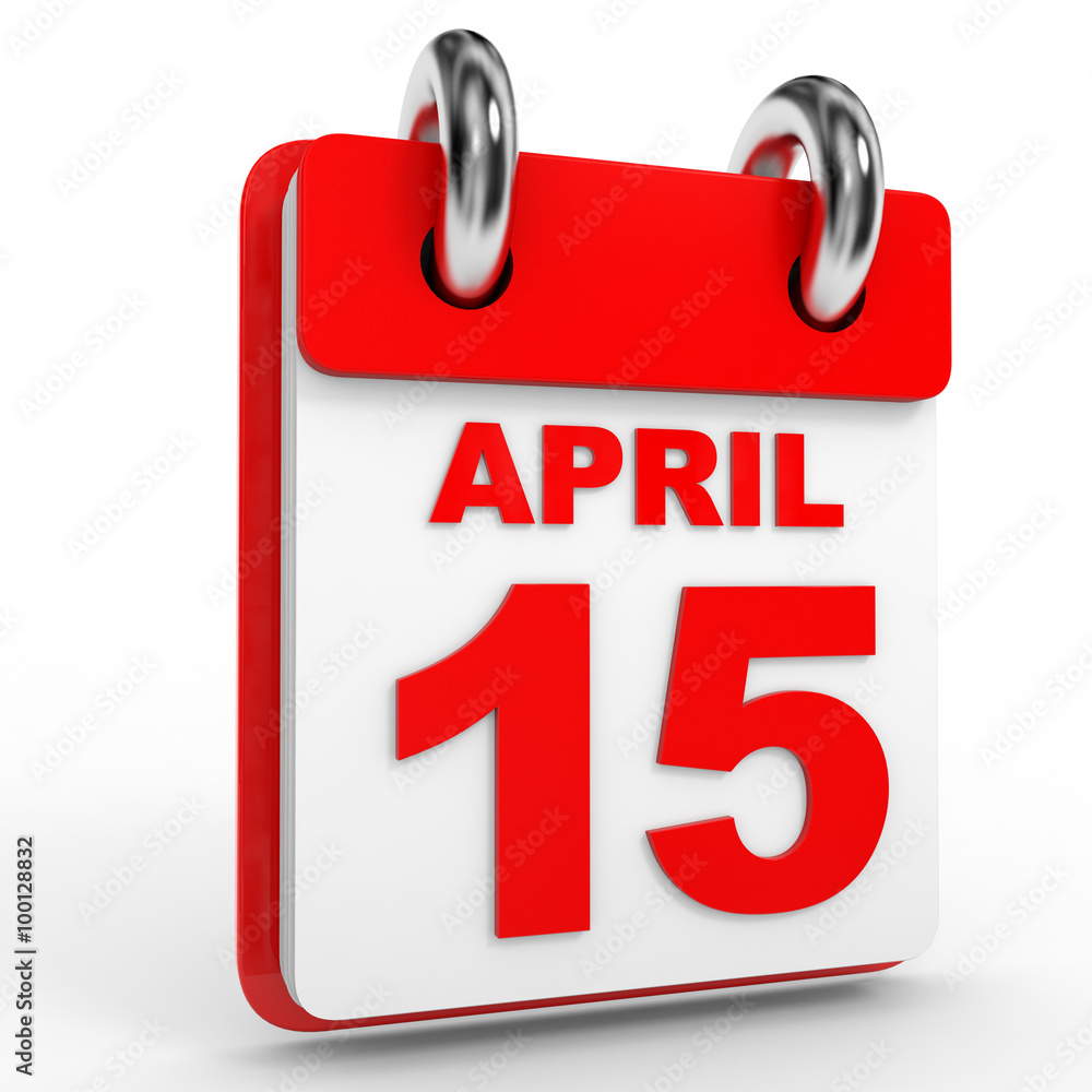 15 april calendar on white background. 15 april calendar on white background.