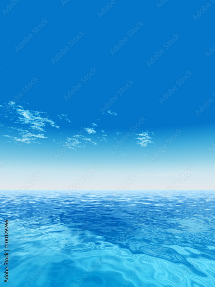 Obraz premium Conceptual blue sea or ocean water with sky