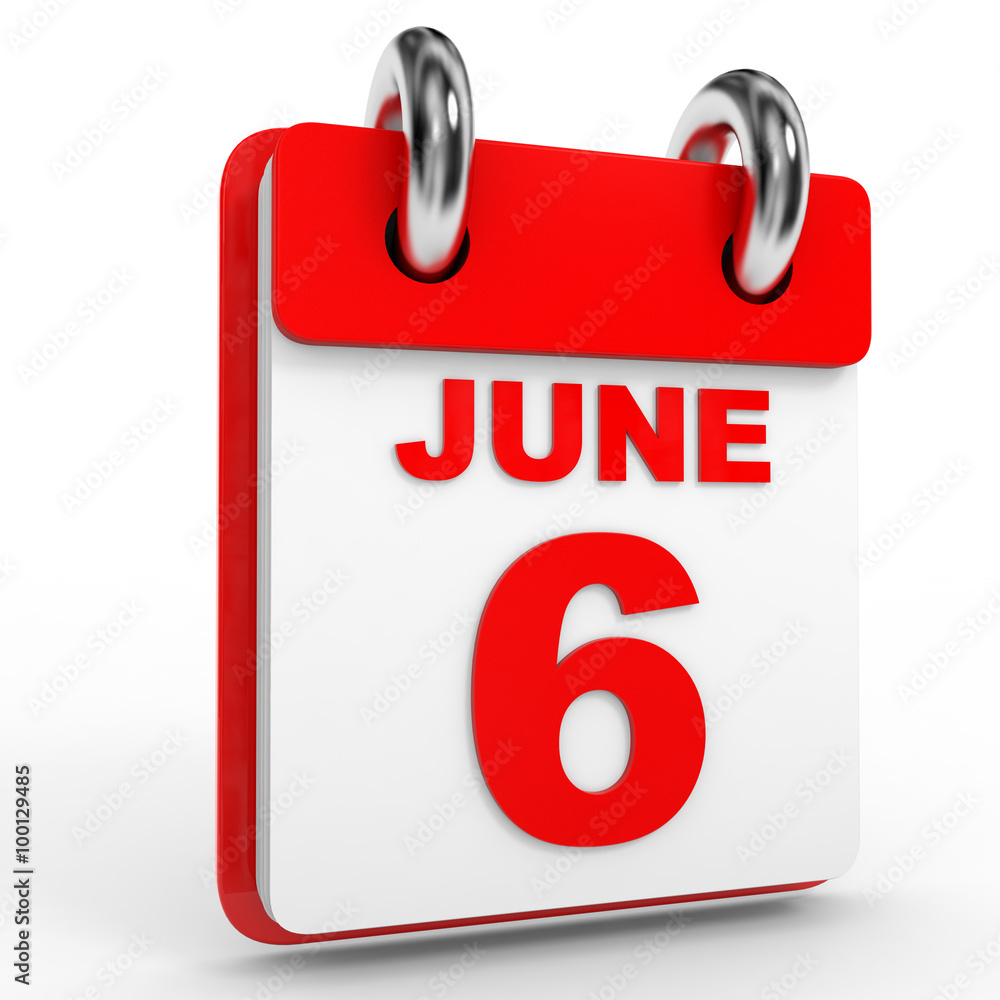 6 june calendar on white background. 6 june calendar on white background.