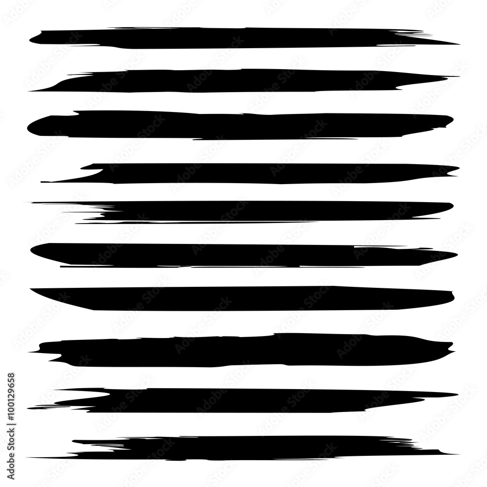 Collection or set of black paint hand made creative brush strokes Collection or set of black paint hand made creative brush strokes