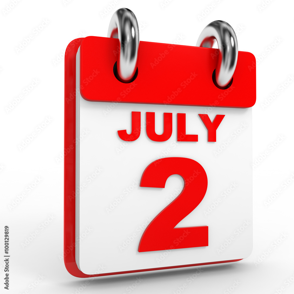 2 july calendar on white background. 2 july calendar on white background.