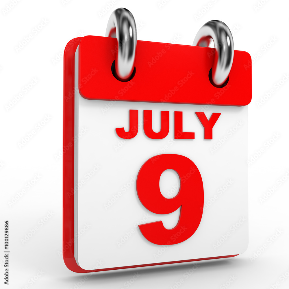 9 july calendar on white background. 9 july calendar on white background.