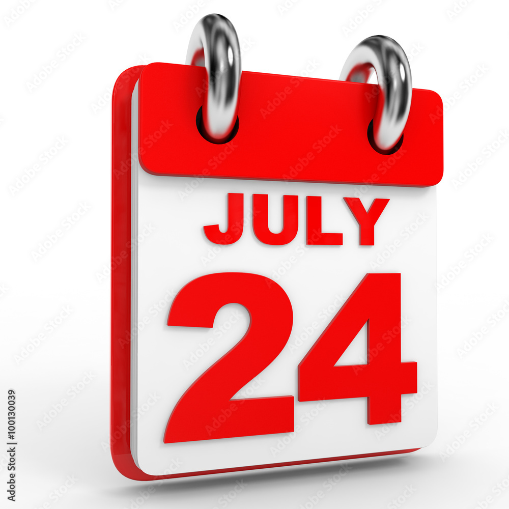 24 july calendar on white background. 24 july calendar on white background.