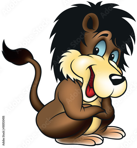 Fototapeta Naklejka Na Ścianę i Meble -  Sitting Lion - Colored Cartoon Illustration, Vector
