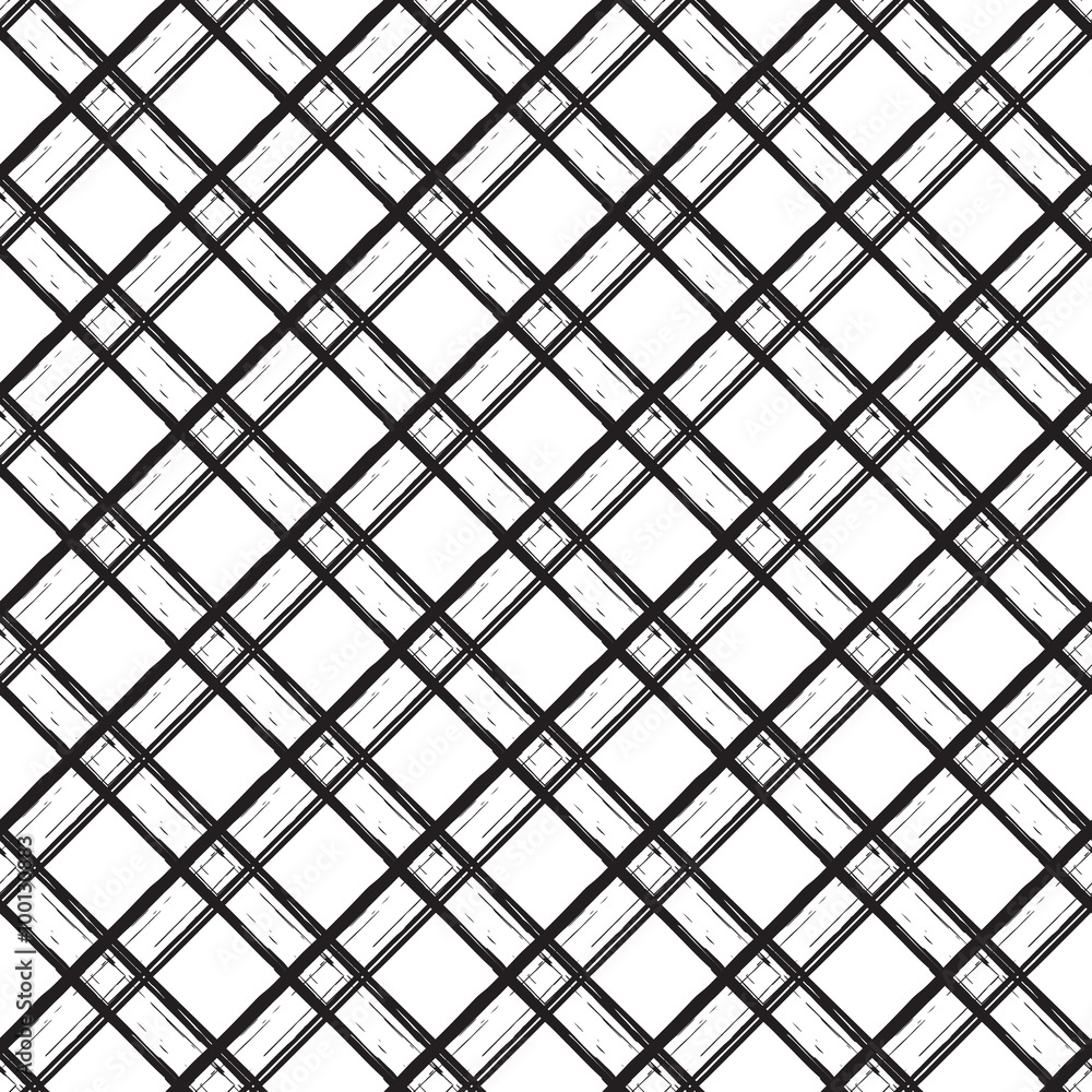 Brush stroke plaid tartan seamless vector pattern. Black and white abstract geometric brushed shapes background. Brush stroke plaid tartan seamless vector pattern. Black and white abstract geometric brushed shapes background.