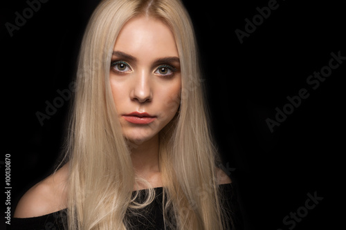Wallpaper Mural Portrait of a girl on a black background Torontodigital.ca