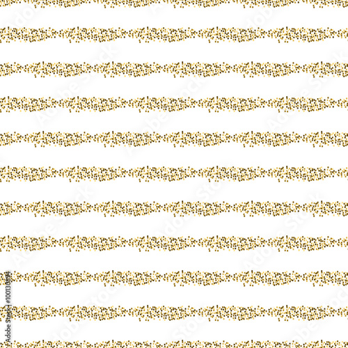 Golden mosaic lines abstract seamless vector pattern. Yellow tinsel stripes tiles.