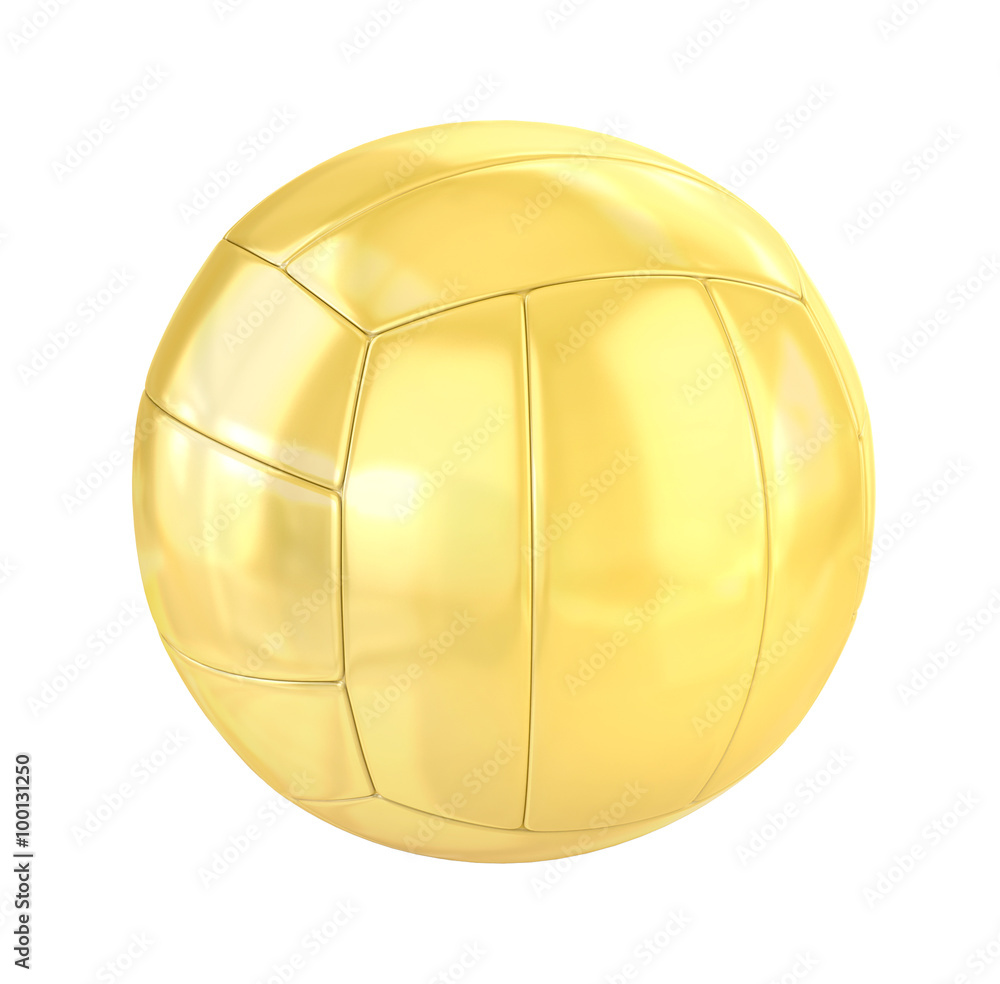 Golden Volleyball isolated on white. 3d illustration