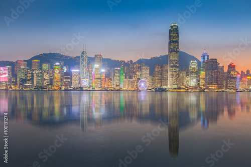 Panorama view of Hongkong island building in twilight time