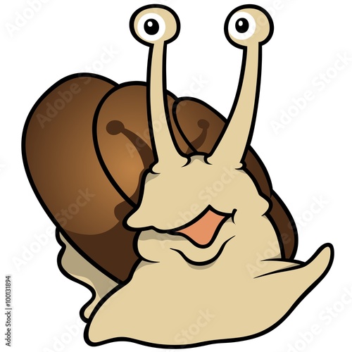 Brown Snail - Colored Cartoon Illustration, Vector