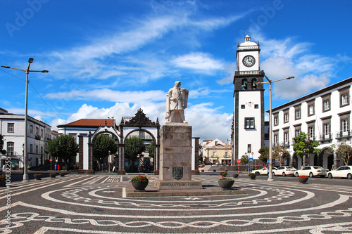 Main square of Ponta Delgada, Sao Miguel island, Azores, Portugal