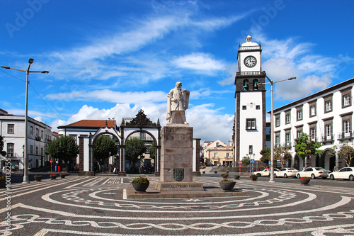 Main square of Ponta Delgada, Sao Miguel island, Azores, Portugal photo