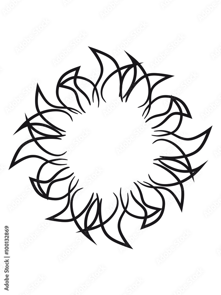 black sun tattoo design cool stylish flame sun Stock Illustration