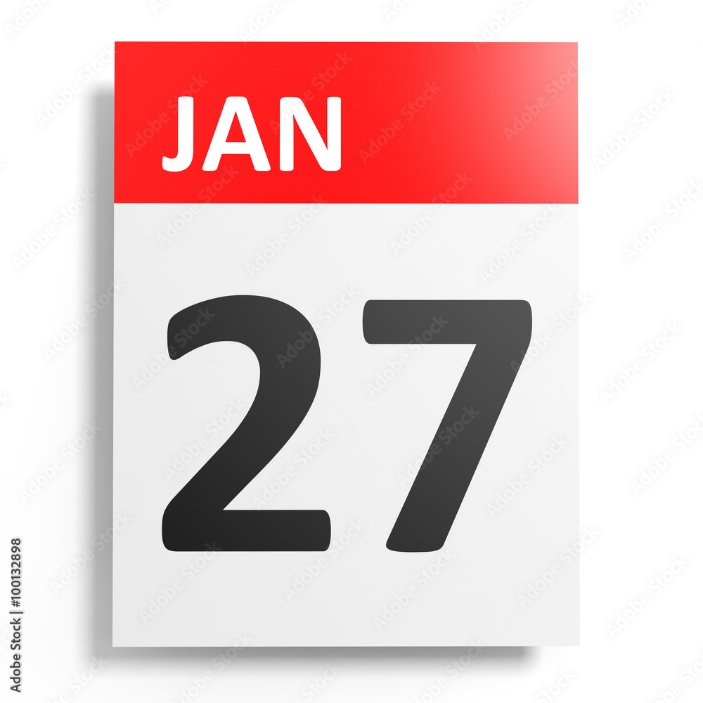 Fototapeta premium Calendar on white background. 27 January.