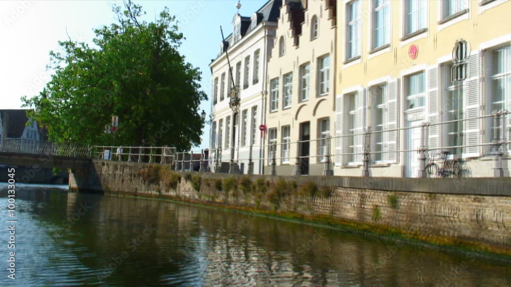 Buildings lining a canal in Bruges, Belgium. Buildings lining a canal in Bruges, Belgium.