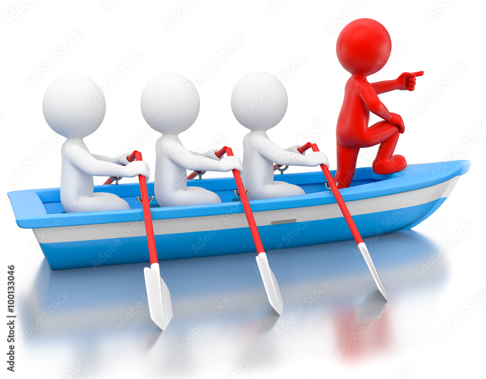 ภาพประกอบสต็อก 3d Männchen Anführer Chef alle im selben Boot ภาพ Adobe Stock