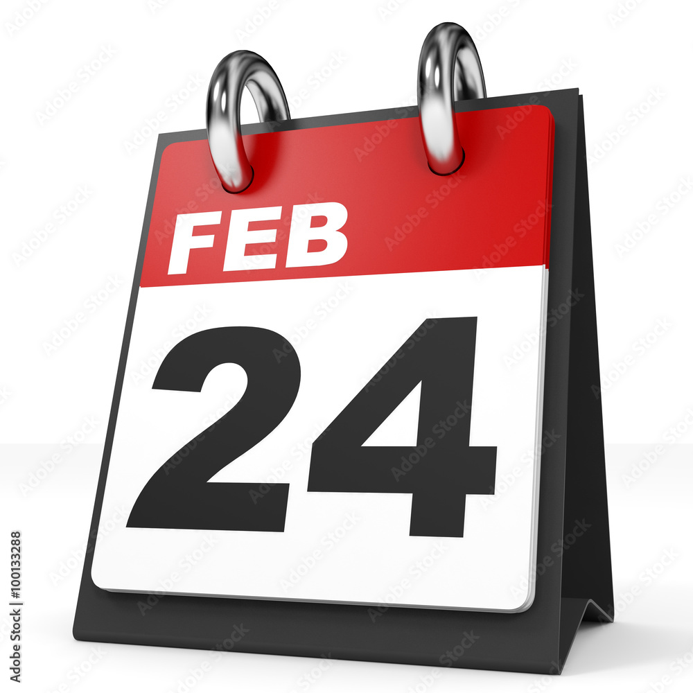 Calendar on white background. 24 February. Calendar on white background. 24 February.