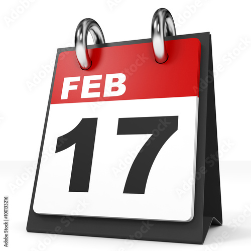 Calendar on white background. 17 February.