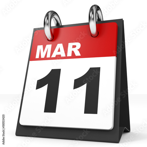 Calendar on white background. 11 March.