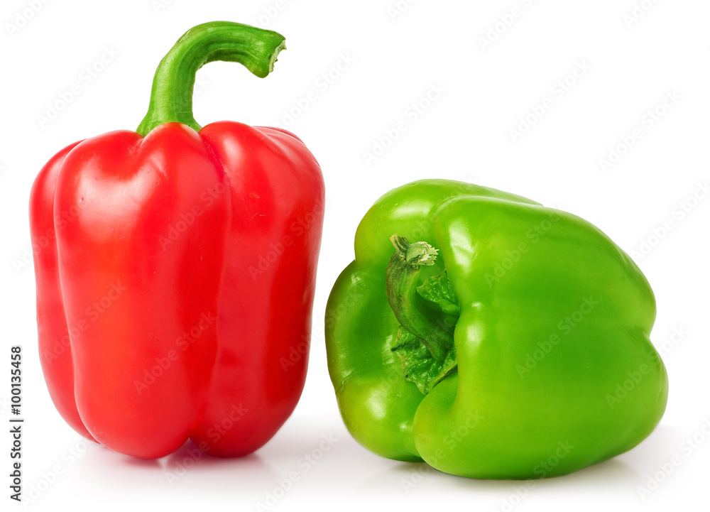 colored sweet peppers on a white background colored sweet peppers on a white background