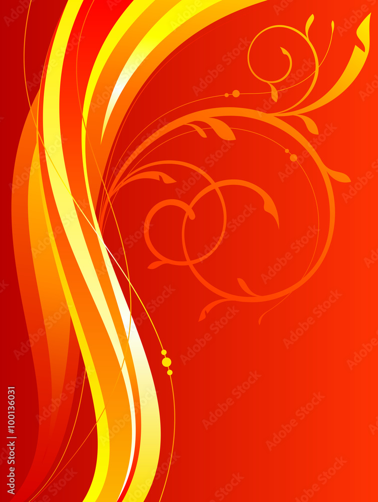 Wavy background with floral ornament