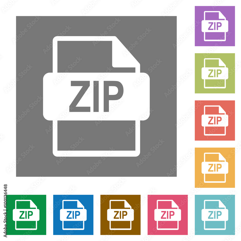 ZIP file format square flat icons ZIP file format square flat icons