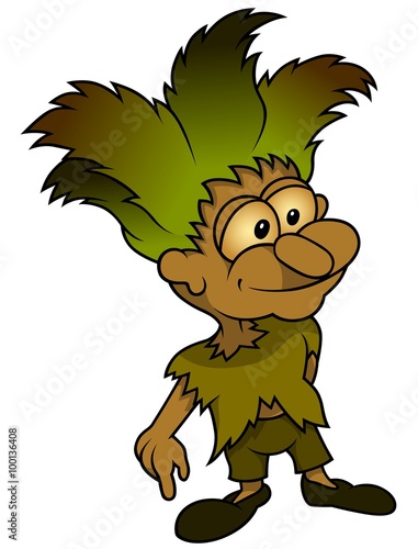 Forest Elf Standing - Cartoon Illustration, Vector