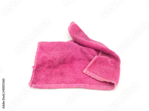 pink cleaning cloth isolated on white background