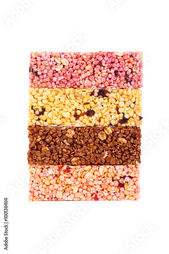 cereal bars, healthy muesli - isolated on white background