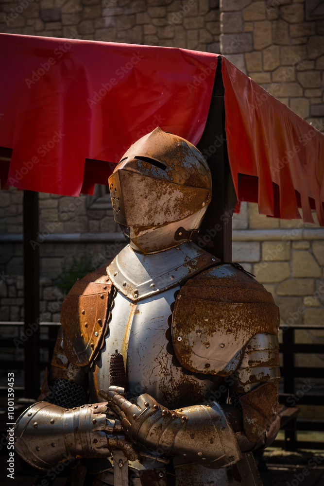 old rusty armor knight with sword Stock Photo | Adobe Stock