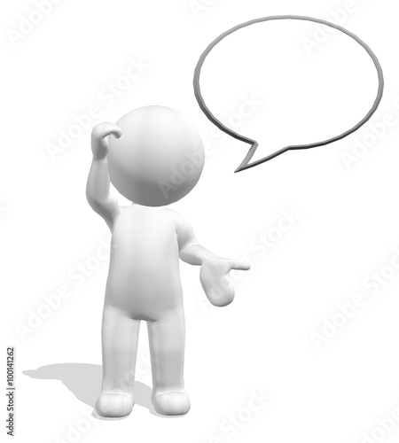 3d people - man, person with a blank speech bubble. Communication concept