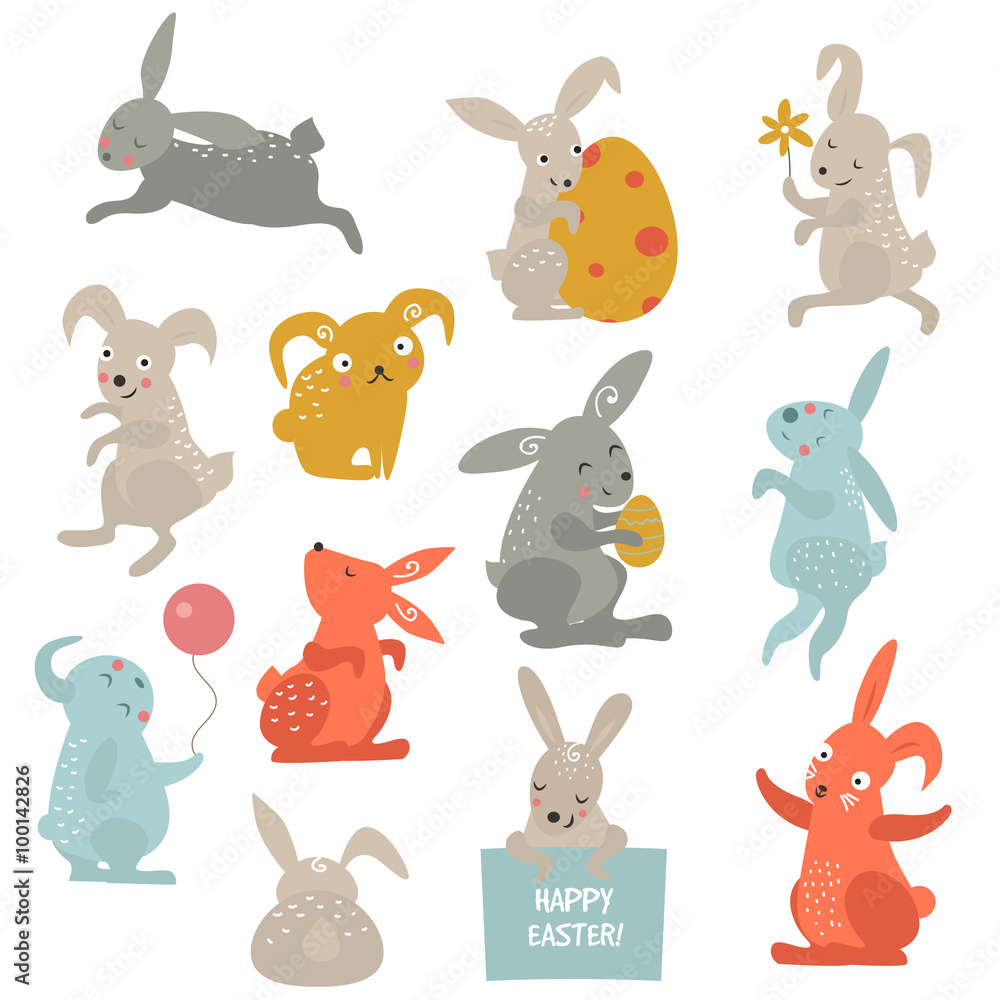 Easter bunny cute vector style Easter bunny cute vector style