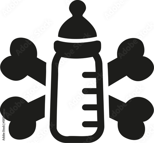 Baby bottle with crossed bones