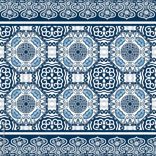 Seamless pattern with chinese ornament peony