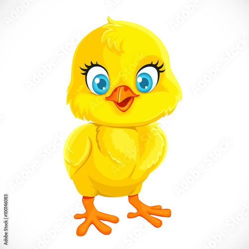 Cute yellow cartoon baby chicken