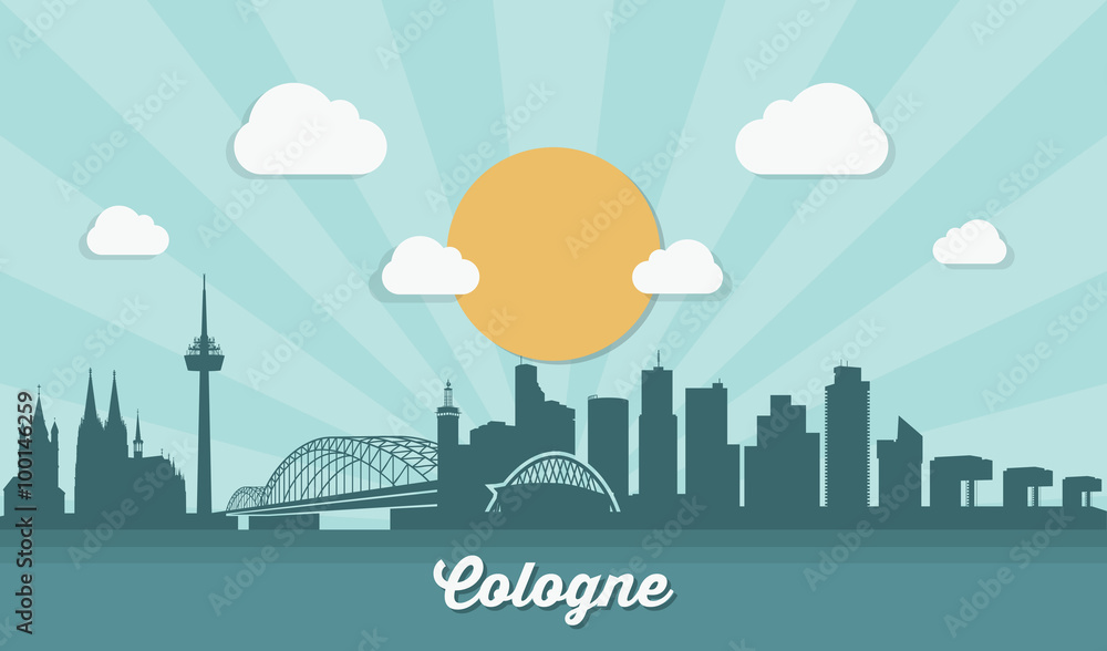 Cologne skyline - flat design
