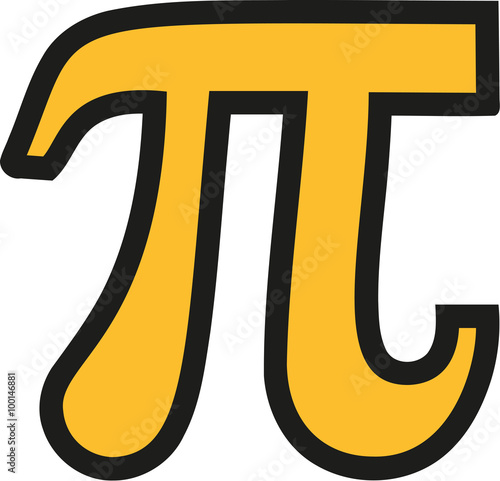 Yellow pi symbol with black outline