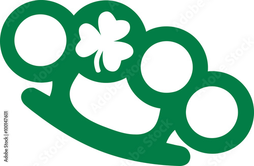 Green brass knuckles with stamped shamrock
