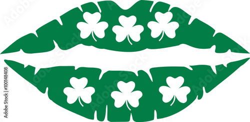 Irish lips for kissing with shamrocks