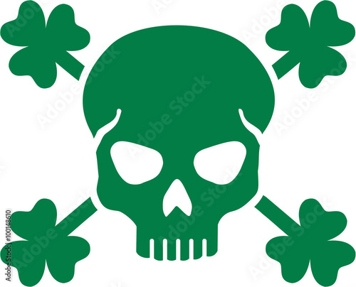 Green St. Patrick's Day skull with clovers