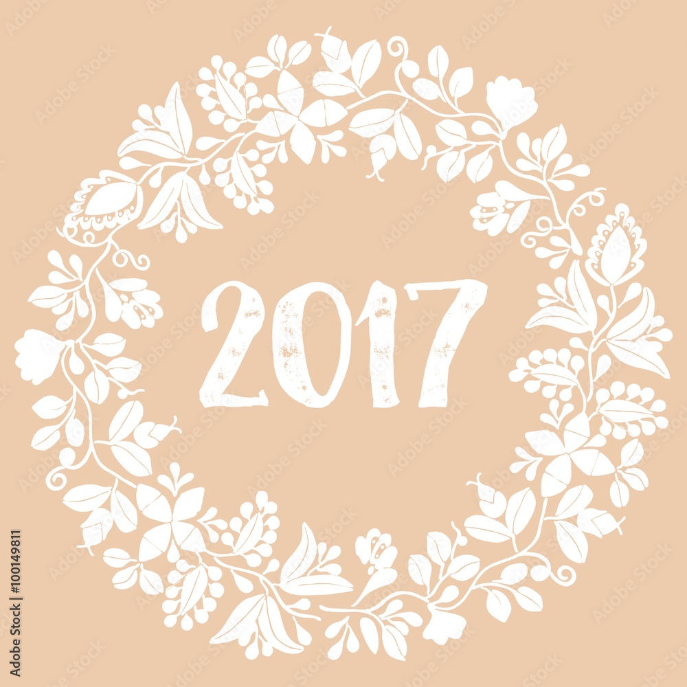 2017 white vector wreath on pastel background 2017 white vector wreath on pastel background