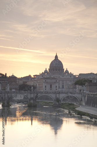 St Peter's Church at Twilight; Vatican; Rome, Europe