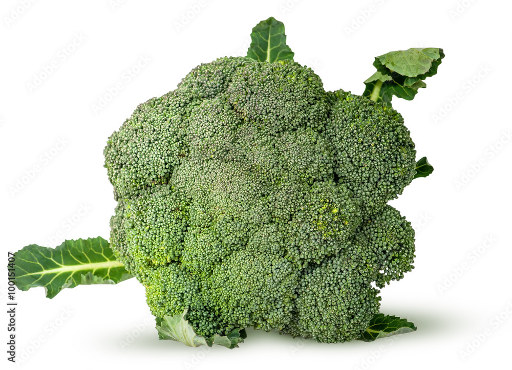 Large inflorescences of fresh broccoli with leaves top view Large inflorescences of fresh broccoli with leaves top view