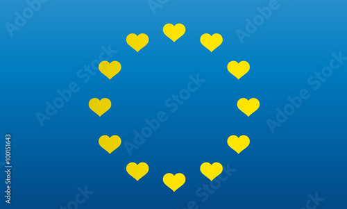 EU-Flagge mit Herzen statt Sternen